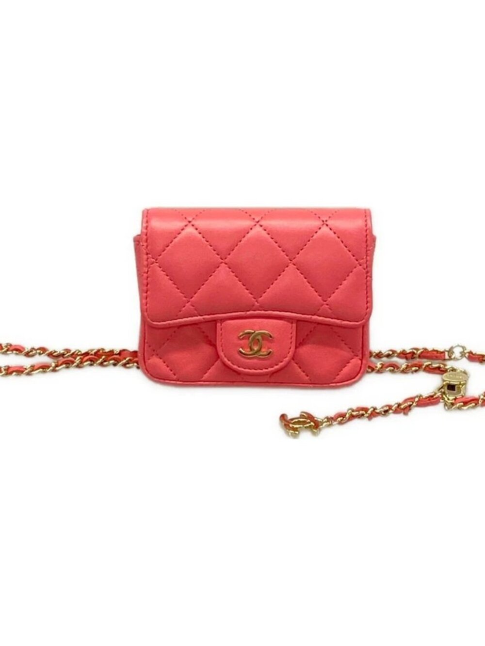 CHANEL Mini Matelasse Pink Lambskin Bum Bag Gold hardware